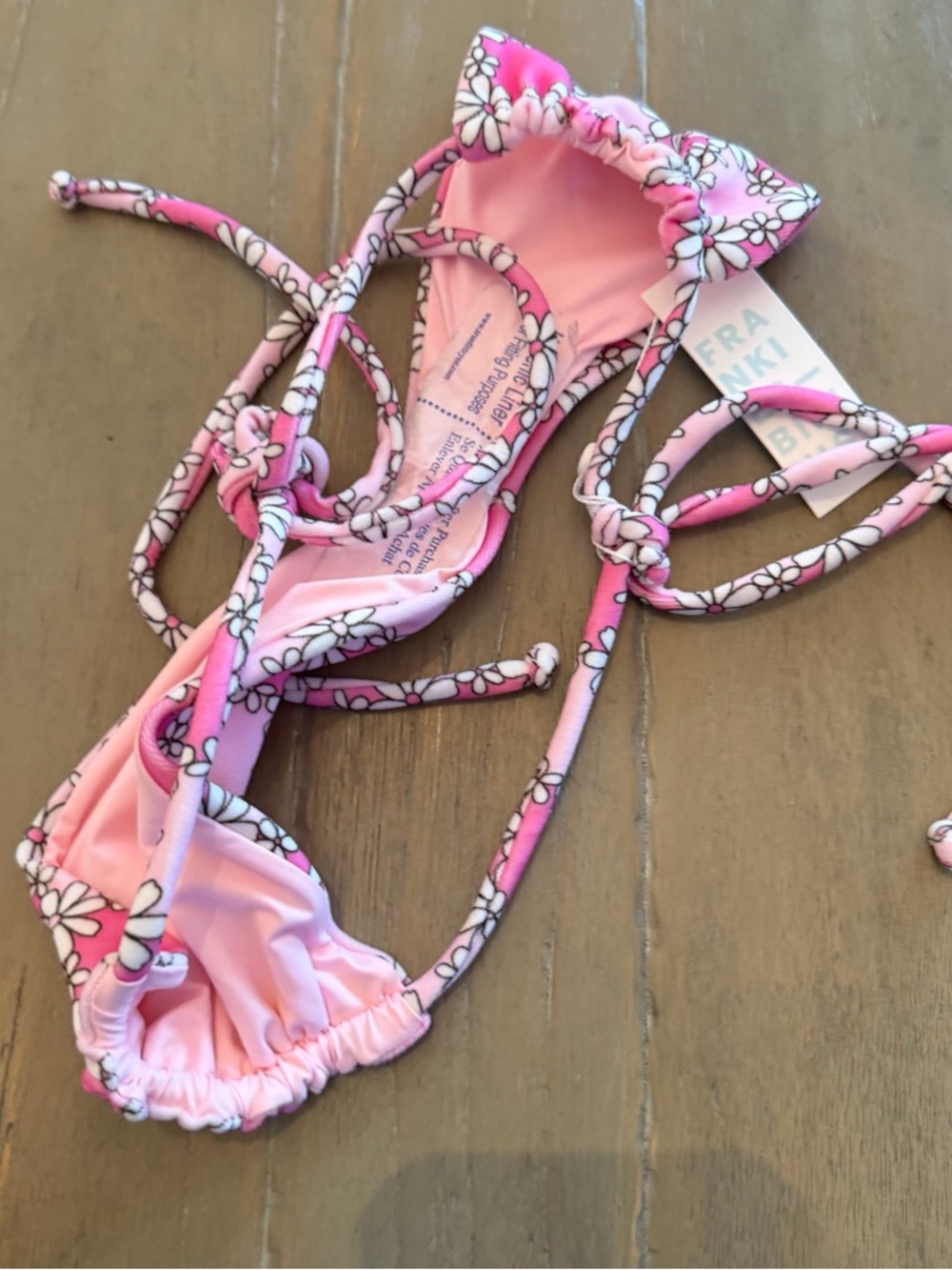 Frankie's Bikinis Pink Floral String Bikini Bottom - Picture 5 of 7